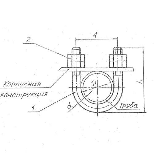 Подвески судовых трубопроводов. Тип 8 58x0.27x27 мм 10Х17Н13М2Т ТУ 5-89 РИДФ.301525.001